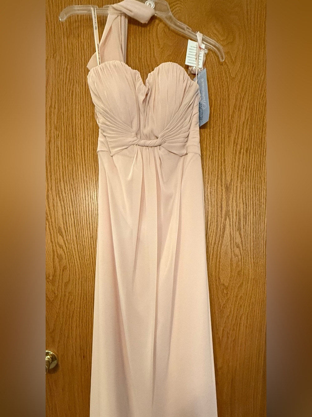 Mori Lee Blush Strapless Chiffon Evening Gown